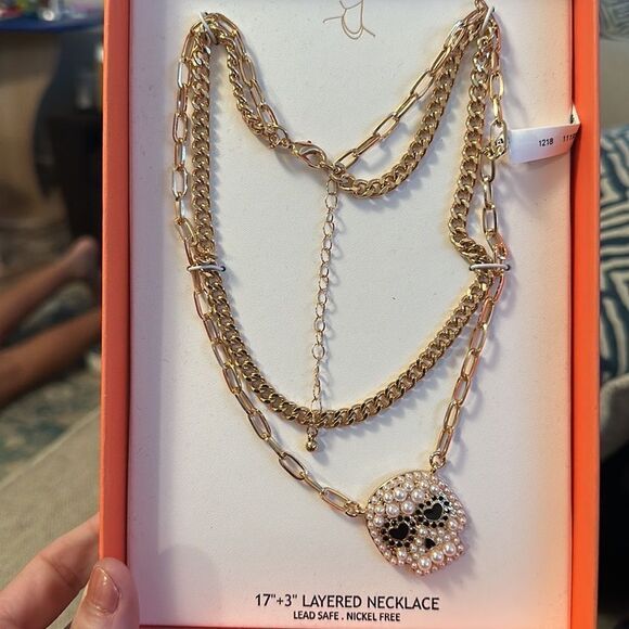NWT and Box Piper K Halloween Skull Layered Necklace and Earrings Set - Picture 4 of 4